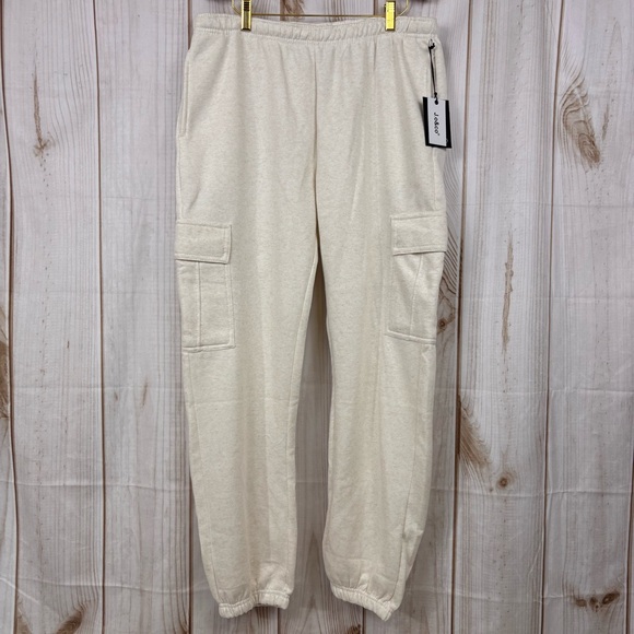 Jo & Co Pants - Cargo Jogging Pants Casual Comfort Stylish Everyday Sweat Pants Cream Size XL